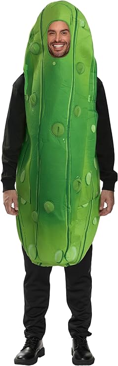 image of man wearing a pickle costume