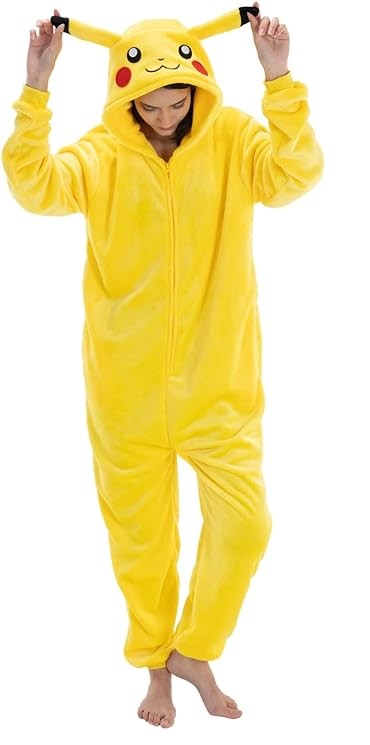 image of woman wearing yellow Pikachu costume