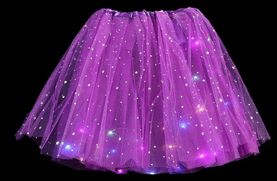 image of purple tutu illuminated with LED lights