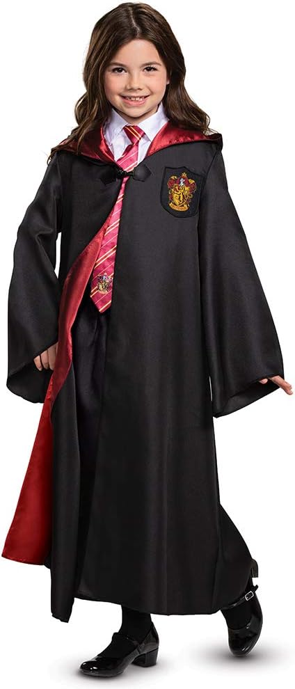 image of girl wearing a Harry Potter Gryffindor robe