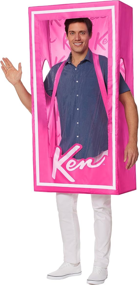 image of man in a Ken doll box costume