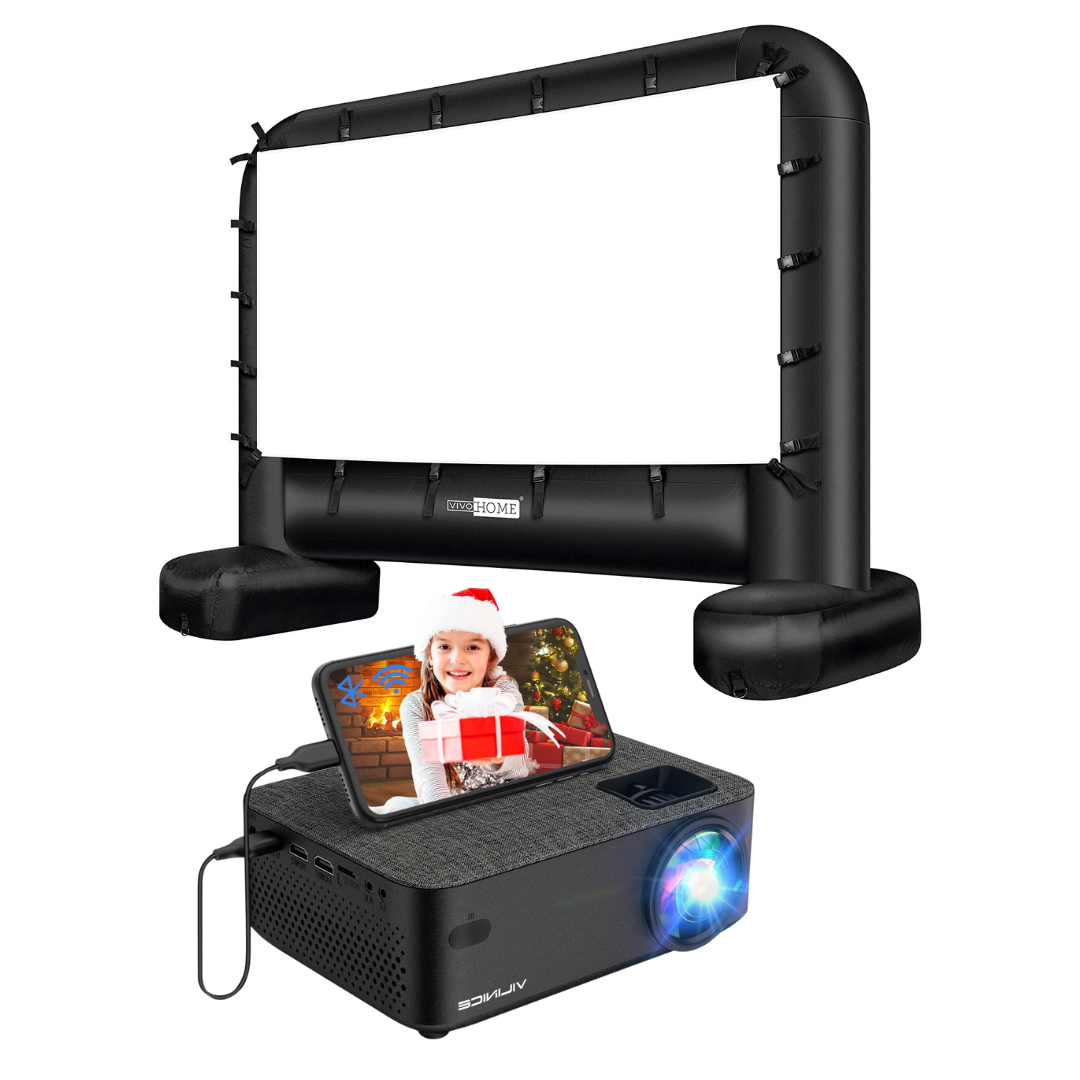 image of large inflatable screen and portable projector