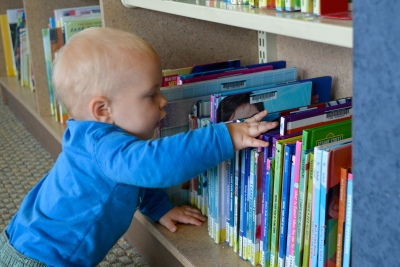 Baby Browsing Shelves