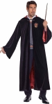 image of man wearing Harry Potter Gryffindor robe and holding a magic wand