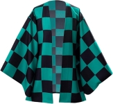 image of green and black checked haori