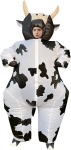 Image of woman wearing an inflatable cow costume