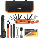 image of the components of a bike repair kit