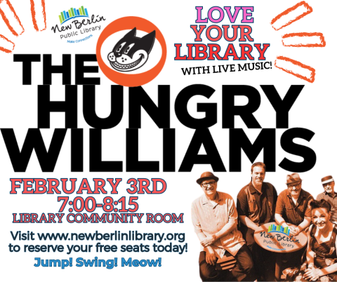 Concert, swing band, library lovers month, live music, hungry williams