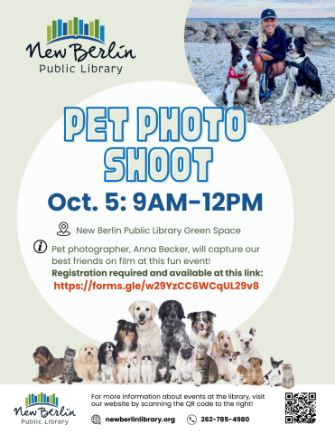 Pet Photo Shoot on October 5 from 9 AM to 12 PM