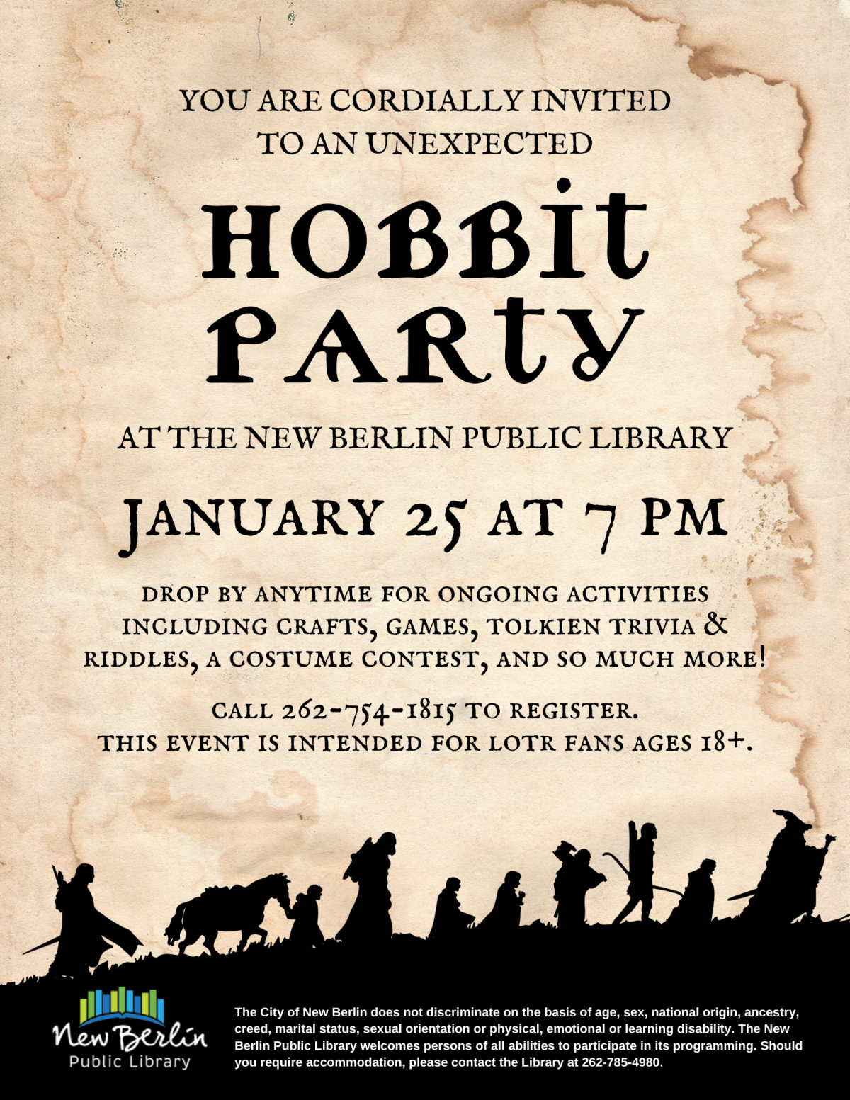 Hobbit Party on January 25 at 7 PM